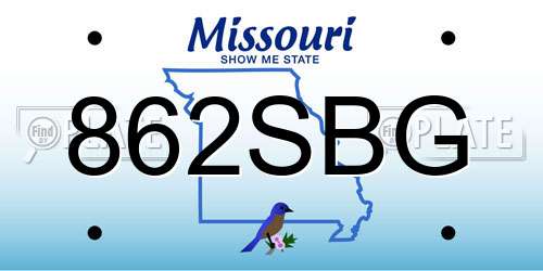862SBG Missouri License Plate