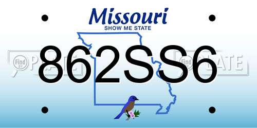 862SS6 Missouri License Plate