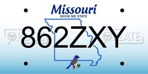 862ZXY Missouri License Plate