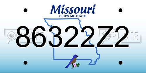 86322Z2 Missouri License Plate