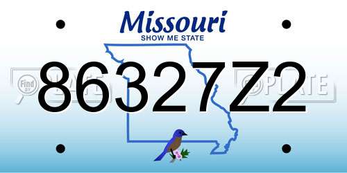 86327Z2 Missouri License Plate