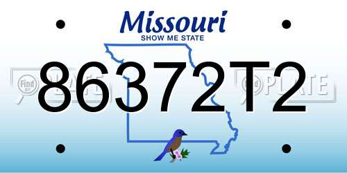 86372T2 Missouri License Plate