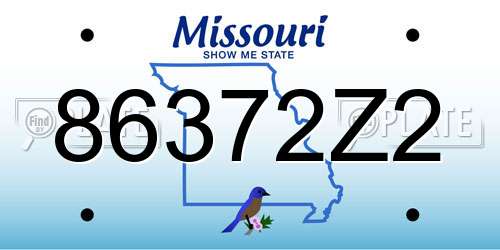 86372Z2 Missouri License Plate