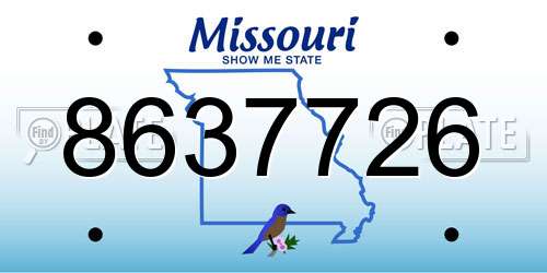 8637726 Missouri License Plate