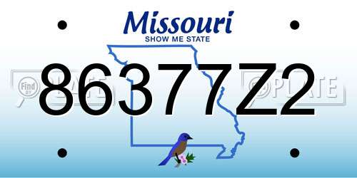 86377Z2 Missouri License Plate