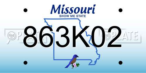 863K02 Missouri License Plate
