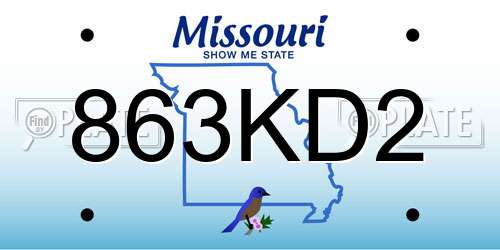 863KD2 Missouri License Plate