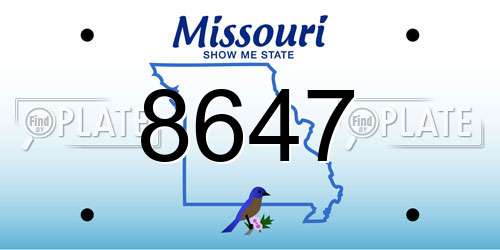 8647 Missouri License Plate