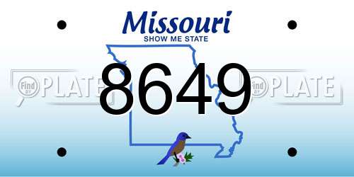 8649 Missouri License Plate