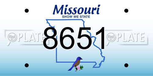 8651 Missouri License Plate