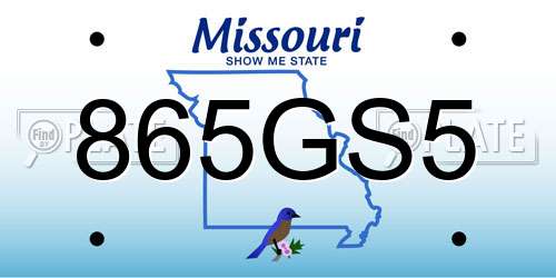 865GS5 Missouri License Plate