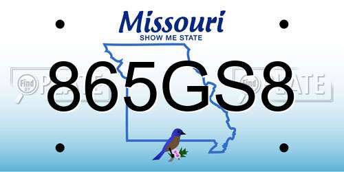 865GS8 Missouri License Plate
