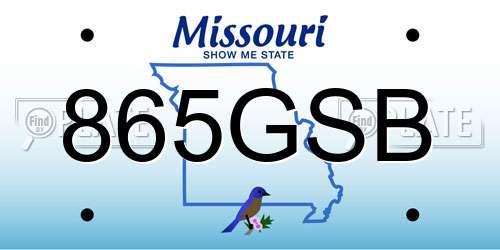 865GSB Missouri License Plate