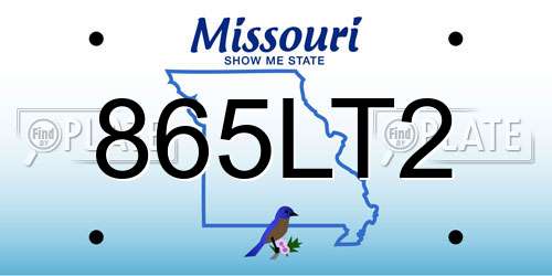 865LT2 Missouri License Plate