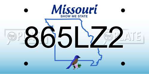 865LZ2 Missouri License Plate