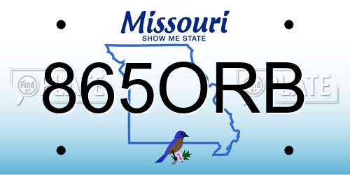 865ORB Missouri License Plate