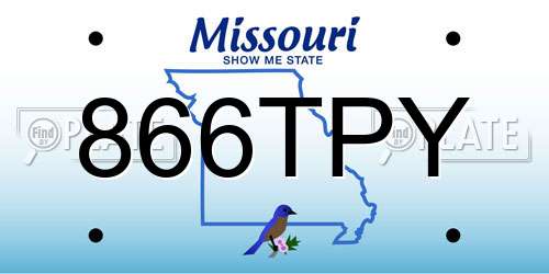 866TPY Missouri License Plate