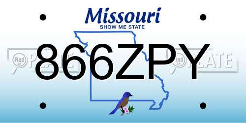 866ZPY Missouri License Plate