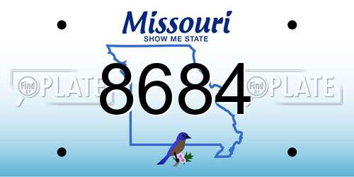 8684 Missouri License Plate