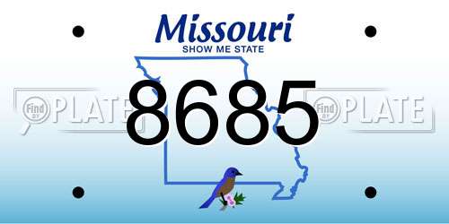 8685 Missouri License Plate