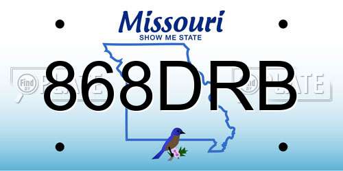 868DRB Missouri License Plate