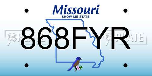 868FYR Missouri License Plate