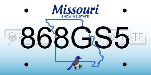 868GS5 Missouri License Plate