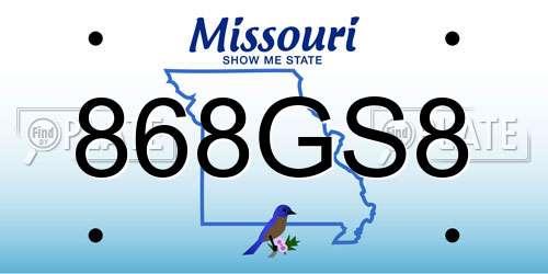868GS8 Missouri License Plate