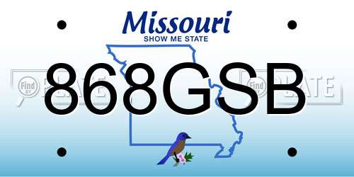 868GSB Missouri License Plate