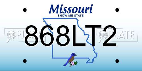 868LT2 Missouri License Plate