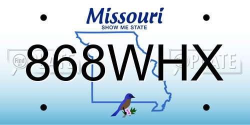 868WHX Missouri License Plate