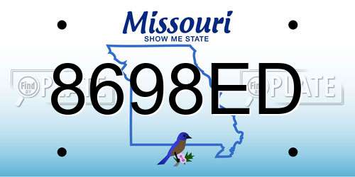 8698ED Missouri License Plate