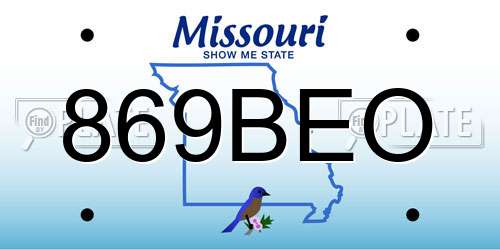 869BEO Missouri License Plate