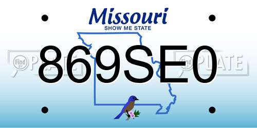 869SE0 Missouri License Plate