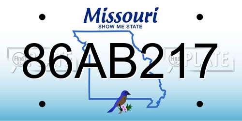 86AB217 Missouri License Plate