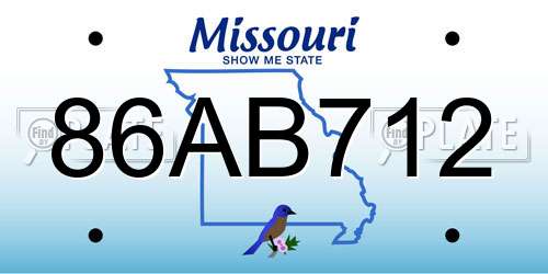 86AB712 Missouri License Plate