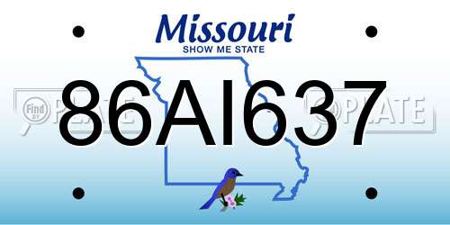 86AI637 Missouri License Plate