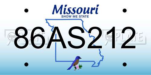 86AS212 Missouri License Plate