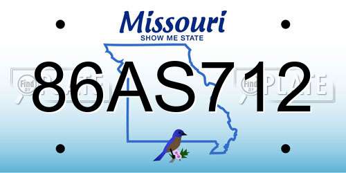 86AS712 Missouri License Plate