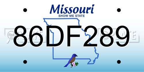 86DF289 Missouri License Plate