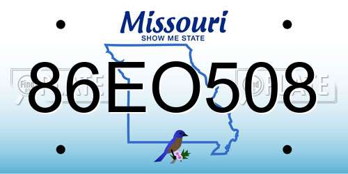 86EO508 Missouri License Plate