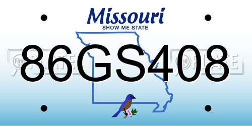 86GS408 Missouri License Plate