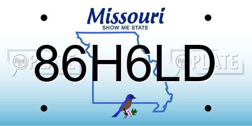 86H6LD Missouri License Plate