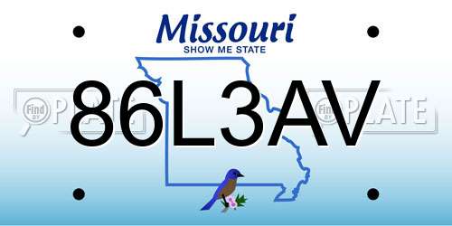 86L3AV Missouri License Plate