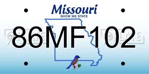 86MF102 Missouri License Plate