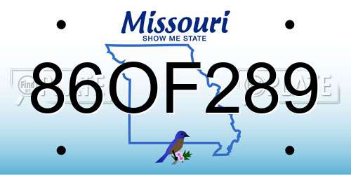 86OF289 Missouri License Plate