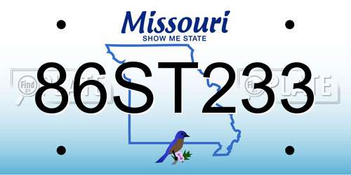 86ST233 Missouri License Plate
