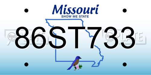 86ST733 Missouri License Plate