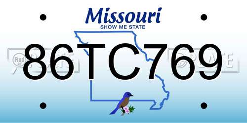 86TC769 Missouri License Plate