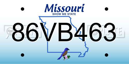 86VB463 Missouri License Plate